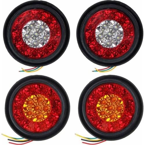 16 LED Dual-Color Taillights Rubber Ring Round Taillights For Trucks