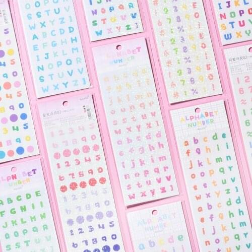 2 Pcs Colorful English Letters Number Lasers Stickers Stationery Scrapbooking Diy Diary Phone Computer Album Decorative Sticker
