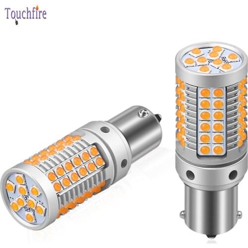 2PCS 1156 P21W BAY15D 7440 W21W 7443 LED Canbus Car Bulb Turn Signal Amber Light 3030 69smd With Lens Indicator Auto Lamp 12-24V