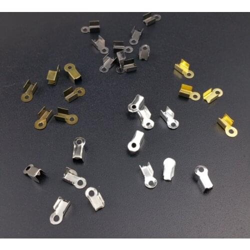 200pcs/lot Crimp End Caps Clasps Cord or Ribbon Connect Clasps For Leather Cord Jewelry Accessories Wholesale