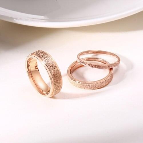 2021Womens Fashion Simple Scrub Titanium Steel Finger 2mm/4mm/6mm Width Rose Gold Charm Wedding Rings