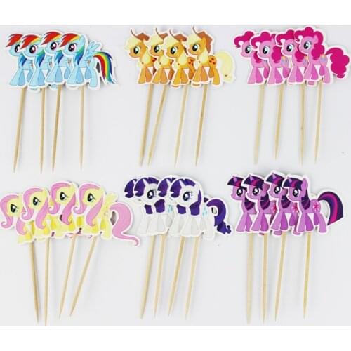24Pcs/lot My little pony Cupcake Topper Picks Birthday Wedding Party Decorations Kids Party Favors Party Decoration
