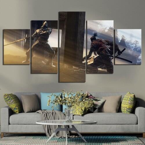 5 Piece SEKIRO Shadows Die Twice Games Art Print Canvas Paintings Wolf Ninja Picture Wall Paintings for Home Decor