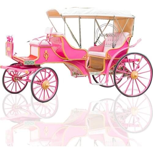 6 Passenger Pink Electric Morden Vintage Wedding Horse Carriage Outdoor Marathon Sightseeing Car