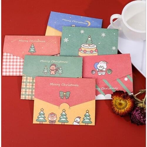 1pcs Christmas series greeting card blessing envelope diy folding message Santa Bunny/Elk/Gingerbread Man/Girl Snowman