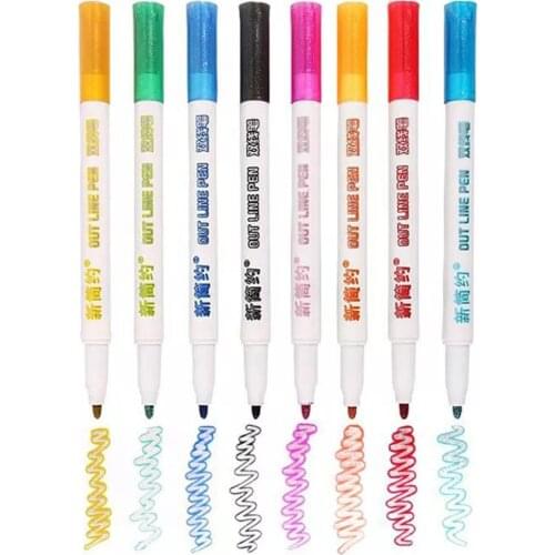 8/12colors Metallic Double Line Marker Pen Outline Highlighter Pen Painting DIY Album Scrapbook Making Card Art Supplies