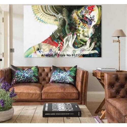 Abstract Art Character Avatar Side Face Flower Girl Room Decor Wall Decor Paintings Canvas Art Poster and Wall Art Picture