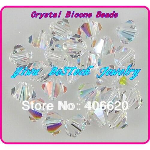 Free Shipping, 576pcs/Lot 5mm crystal clear AB color Chinese Top Quality Crystal Bicone Beads