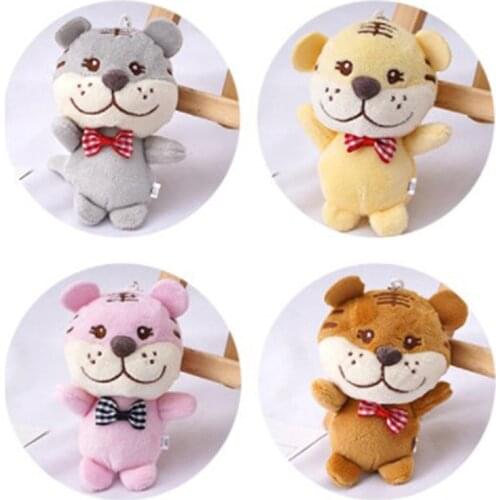 1pc 10cm Plush Tiger Plush Kids Toys Stuffed Animals Small Pendant Key Chains Creative Christmas Birthday Gifts
