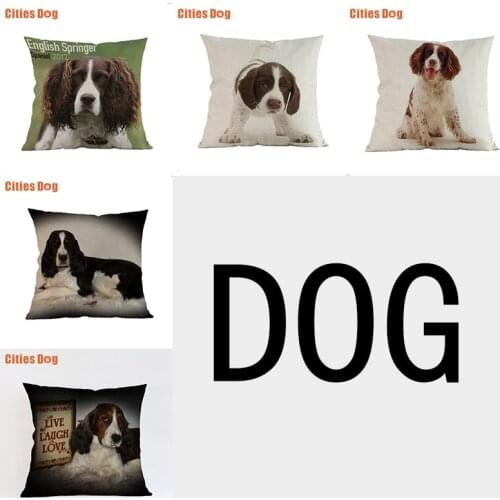 British Springer Spaniel Decorative Cushion cover Pillows coussin English Animal dogs linen Car sofa throw Pillow cover cojines