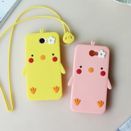 ALIVO For Huawei Y5 II case with Original Lanyard Cartoon 3D Cute chick soft silicone protection Fitted Case for huawei y5 II