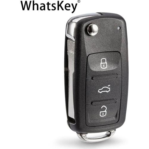 WhatsKey 2 3 Button Folding Key Flip Remote Car Key Shell For Volkswagen Polo Lavida Golf For Skoda Octavia Passa Uncut blade