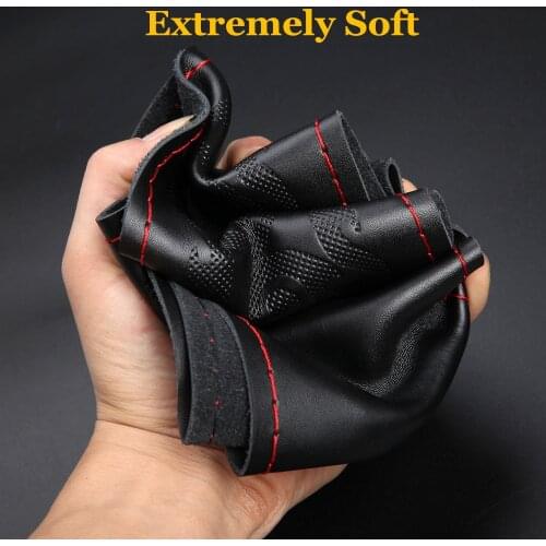 Car Steering Wheel Cover DIY Genuine Leather Braid On The Steering-Wheel With Needles Thread Car-Styling Interior Accessories