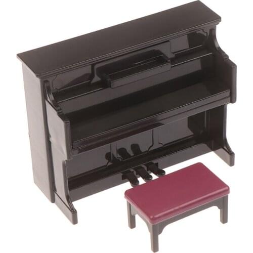 1 Set 1:12 Wooden Mini Grand Piano Kids Pretend Play Toy Dollhouse Furniture Miniature