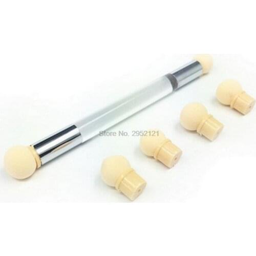 By dhl or ems 200pcs Glitter Powder Picking Dotting Gradient Pen Brush + 6 Sponge Nail Tools Double-ended Acrylic UV Gel Pen art