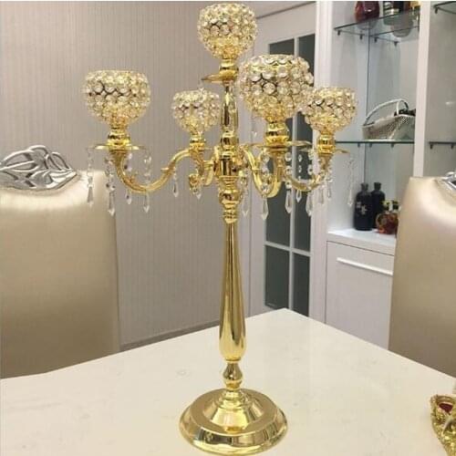 Elegant Wedding crystal 5 arm Candle holders/Crystal candle sticker H75cm Table Centerpiece wedding candelabra party supply