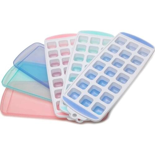 FQYL Silicone Ice Square Trays,21-Cavity Ice Cubes Mold,With Removable Lid,Stackable,Dishwasher Safe(3 Pack-63 Ice Cubes)