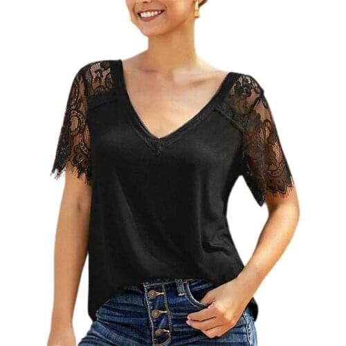 2021 New Women T-shirt Short-sleeved Loose Casual Soft Splicing Irregular Cuff Blouse for Home Summer Women Clothing Black xxl