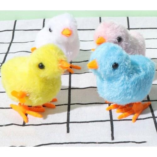 Pet Cat Toys Jumping Walking Hopping Cartoon Plush Chicken Clockwork Cat Interative Playing Toy Wind Up Chick Kitten Supplies