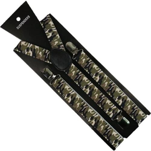 New Fashion Adjustable 2.5 cm Wide Vintage Military Unisex Clip-on Camouflage Suspenders Elastic Braces Outdoor Suspenders