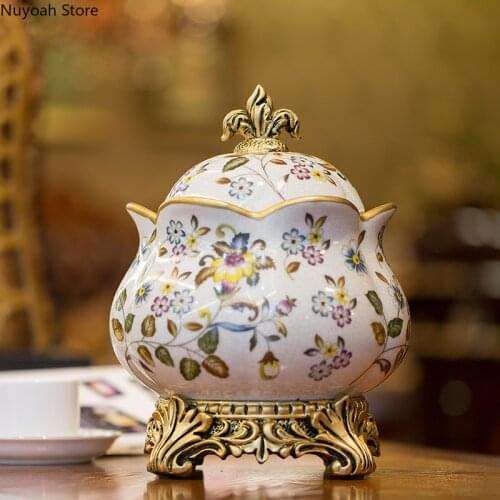 European-style Luxury Storage Pots Ceramic Sealed Pots Tea Cans Snack Boxes Jewelry Boxes Retro Home Decoration Ornaments