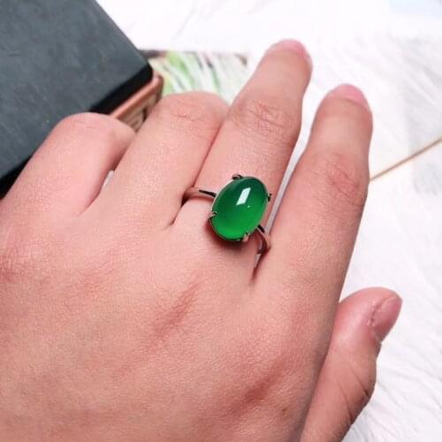 Jadery 925 Sterling Silver Rings For Women Natural Green Gemstone Jade Ring Wedding Silver 925 Jewelry anillos Christmas 2019