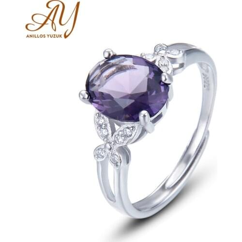Anillos Yuzuk Silver 925 Jewelry Ring Rose Gold Resizable Amethyst Ring Silver 925 Women Rings Engagement Ring Fine Jewelry