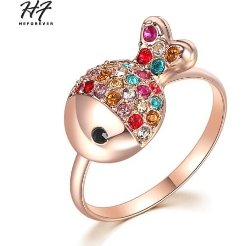Multicolor Little Fish Style Rings For Women & Girls Thin Wave Ring Rose Gold Color Fashion Jewelry For Party Birthday R017 R019