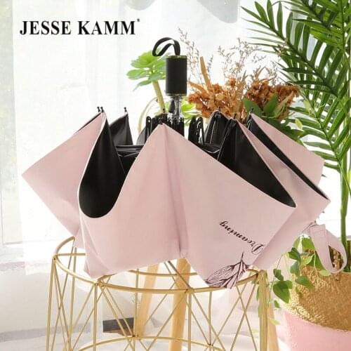JESSE KAMM creative small fresh umbrella for men and women folding black plastic sun umbrella to protect against uv sun and rain