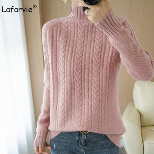 Lafarvie Autumn Winter Woman Sweaters Blue Plus Size 2020 Tops Female Wool Pullover Pull Clothing Long Sleeve Thick Knit Jumper