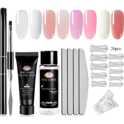MEET ACROSS 20ML Poly UV Gel For Nails Extensions Finger Nail Art Manicure Acryl Gel Varnish Hybrid Poly UV Gel Nail Polish
