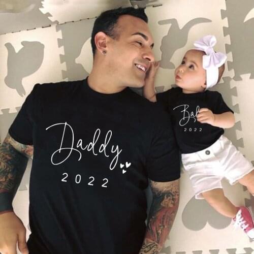 Funny Baby Daddy 2022 Family Matching Clothing Simple Pregnancy Announcement Family Look T Shirt Baby Dad Matching Clothes Gifts