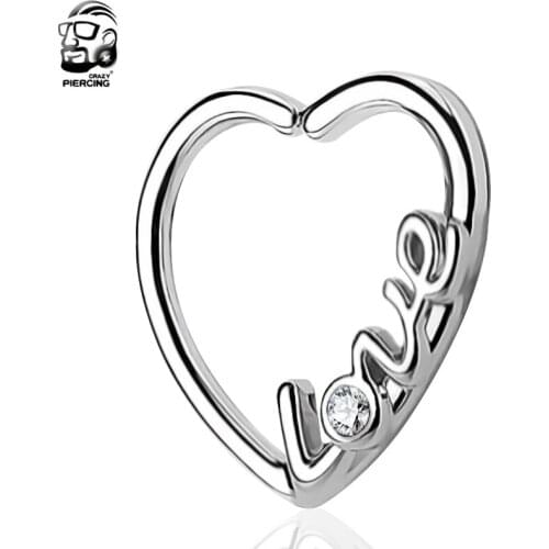 Fashion Fake Septum Surgical steel Nose Ring Piercing "love" Body Clip Hoop For Women Girls Septum Clip Hoop Jewelry Gift