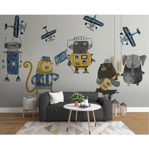Custom wallpaper 3d wall mural on the wall Modern cartoon robot childrens room home decor photo wallpaper for walls 3 d