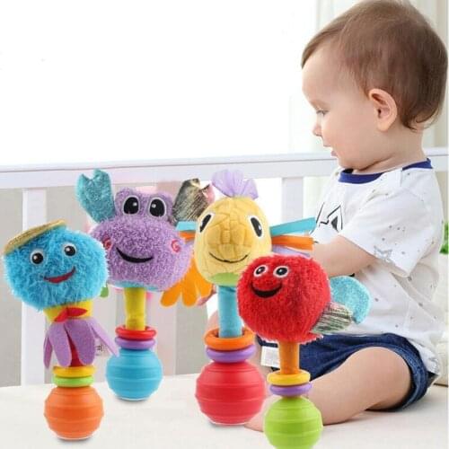 New Marine Animals Fish Crab Red Blue Ball Rattle Children Toy 0-1 Year Old Hand Grip Funny Cute 10%Off