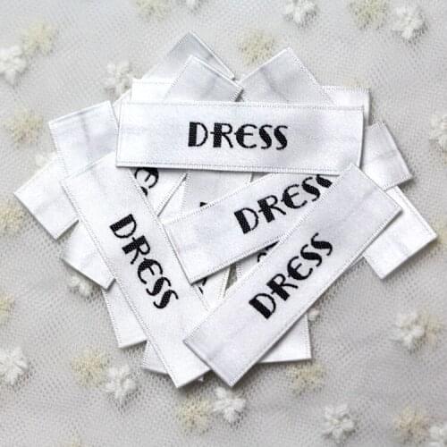 Custom clothing white satin woven labels/garment embroidered labels/logo/wedding dress labels/overcoat tags brand 1000 pcs a lot