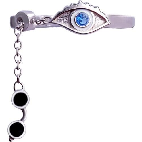 Wholesale Anime Jujutsu Kaisen Aquamarine Ring Satoru Yuji Itadori Streamer Gothic Vintage Eye Pattern Adjustable Ring Cosplay