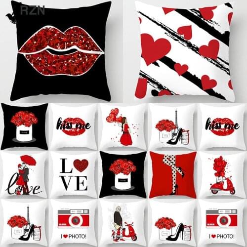 Valentines Day Gifts Rose Wedding Pattern 45*45 Decoration Polyester Cushion Cover Throw Pillow Car HomeSofa Decorative 40904