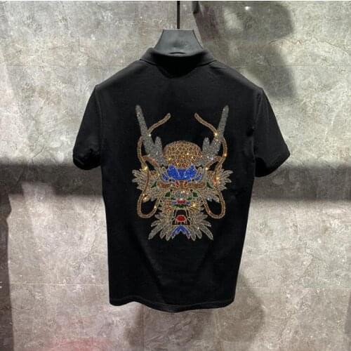 Slim Fit Short Sleeve Polos Men Fashion Diamond stone Mens Polo Brand Quality Cotton Polo Shirt Men Hot drill