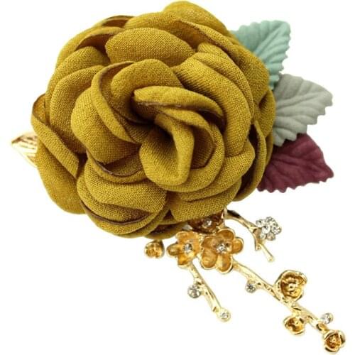 Fashion Cloth Art Fabric Pearl Flower Brooch Pin Boutonniere for Women Badge Lapel Corsage Clothing Jewelry Accessories