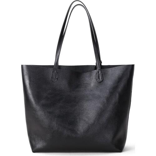 Leather Bag Shoulder Genuine No Zipper Cowhide High Capacity Bag Female Handbag Son-Mother Bag Design Collocation Small Wallet