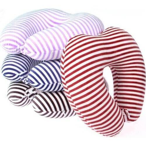 U Shape neck Pillow Love Heart Stripe Transfer Printing Travel Pillows Massager With button Memory Kissen Foam Body Pillow