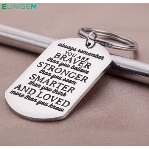 Inspirational Birthday Keychain Gift for Women Men Teen Girls Boys Friends Always Remember You Are Braver Jewerly Gifts for Men