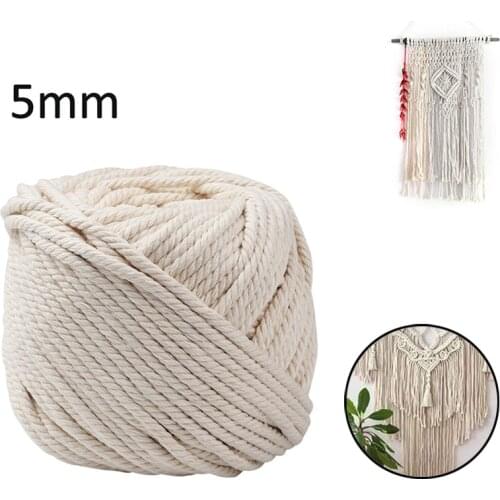 5mm Natural Beige Soft Cotton Twisted Cord Macrame Rope Craft Artisan String DIY Handmade Tying Thread Cord Rope