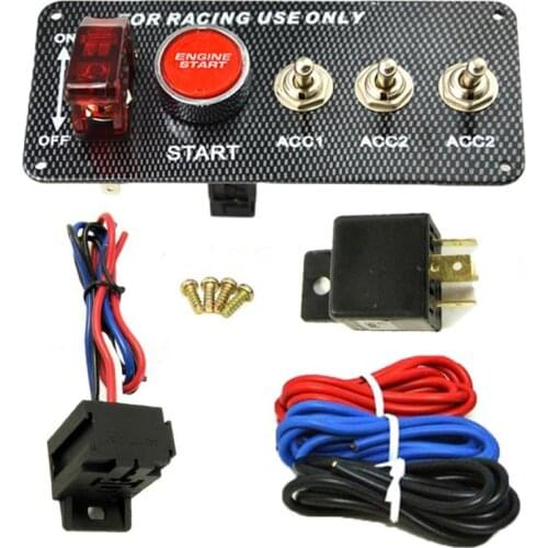 High Quality Car Switch 12V LED Ignition Car Switch Panel Engine Start Push Button LED Toggle Carbon Fiber Racing Led Button New