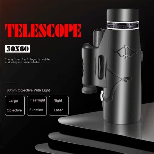 High Quality Monocular 50X60 HD Night Vision Telescope Support Flashlight Laser Binoculars Powerful for Hunting Camping