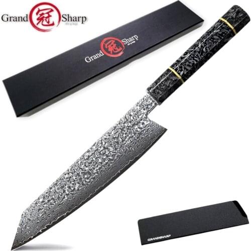 Japanese Damascus Knife Handmade Chef Knife vg10 Japanese Damascus Kiritsuke Kitchen Knifes Glow Handle Cooking Slicing Tools