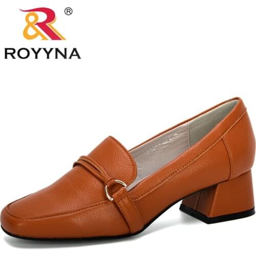 ROYYNA 2020 New Designers Spring Autumn Women Shoes Ladies Round Toe Heels Pumps Woman Slip On Soft Wedding Shoes Female Trendy
