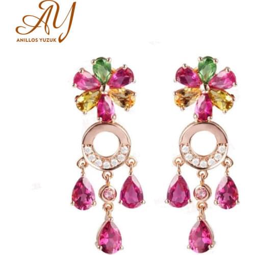 Anillos Yuzuk Fashion Colour Clear Crystal Blue Zircon CZ Stud Earrings For Women Luxury 925 Sterling Slive Earrings Jewelry