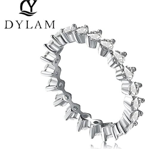 DYLAM Ring For Women 925 Sterling Silver Cubic Zirconia Ring Fashion Jewelry Simple Wedding Band birthday present